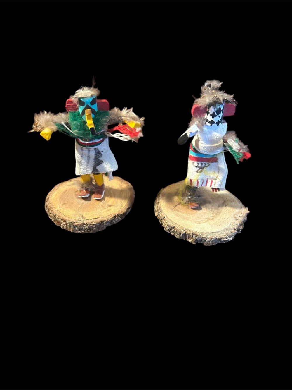Vintage Signed Navajo Miniature Kachina Dolls Set of 2 - 3.5" Eagle
